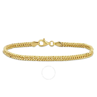 Amour Double Curb Link Chain Bracelet In Yellow Plated Sterling Silver