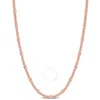 Amour Double Curb Link Chain Necklace In Rose Plated Sterling Silver In Pink/rose Gold Tone/gold Tone