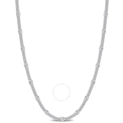 Amour Double Curb Link Chain Necklace In Sterling Silver In White