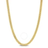 Amour Double Curb Link Chain Necklace In Yellow Plated Sterling Silver In Yellow