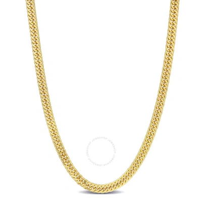 Amour Double Curb Link Chain Necklace In Yellow Plated Sterling Silver