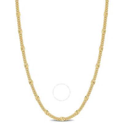 Amour Double Curb Link Chain Necklace In Yellow Plated Sterling Silver In Gold