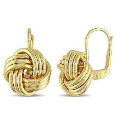 Pre-owned Amour Entwined Love Knot Leverback Earrings In 10k Yellow Gold In Check Description
