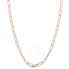 AMOUR AMOUR FANCY PAPERCLIP CHAIN NECKLACE IN ROSE PLATED STERLING SILVER