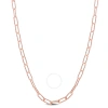 Amour Fancy Paperclip Chain Necklace In Rose Plated Sterling Silver In Rose Gold-tone