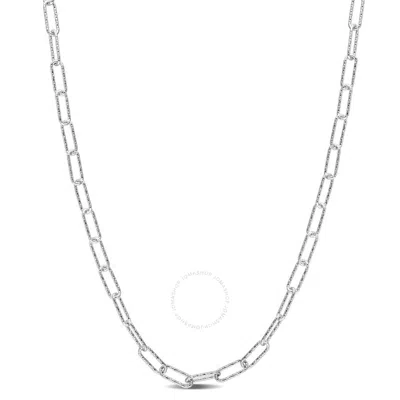 Amour Fancy Paperclip Chain Necklace In Sterling Silver In Metallic
