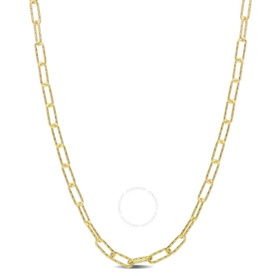 Amour Fancy Paperclip Chain Necklace In Yellow Plated Sterling Silver In Gold