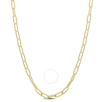 Amour Fancy Paperclip Chain Necklace In Yellow Plated Sterling Silver In Gold