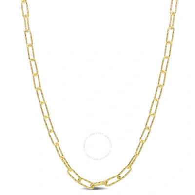 Amour Fancy Paperclip Chain Necklace In Yellow Plated Sterling Silver