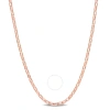 Amour Fancy Rectangular Rolo Chain Necklace In Rose Plated Sterling Silver In Rose Gold-tone