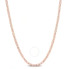AMOUR AMOUR FANCY RECTANGULAR ROLO CHAIN NECKLACE IN ROSE PLATED STERLING SILVER