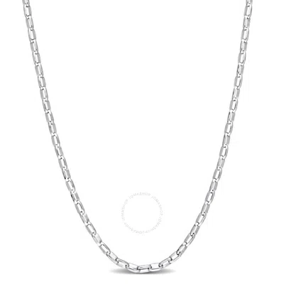 Amour Fancy Rectangular Rolo Chain Necklace In Sterling Silver In White
