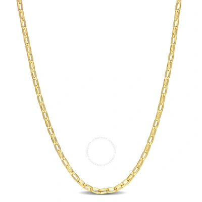 Amour Fancy Rectangular Rolo Chain Necklace In Yellow Plated Sterling Silver In Gold