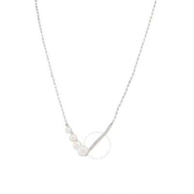 Amour Freshwater Cultured Pearl And 1/3 Ct Tgw Created White Sapphire Necklace In Sterling Silver