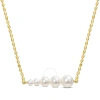 AMOUR AMOUR FRESHWATER CULTURED PEARL GRADUATED BAR NECKLACE IN YELLOW PLATED STERLING SILVER