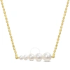 Amour Freshwater Cultured Pearl Graduated Bar Necklace In Yellow Plated Sterling Silver In Yellow
