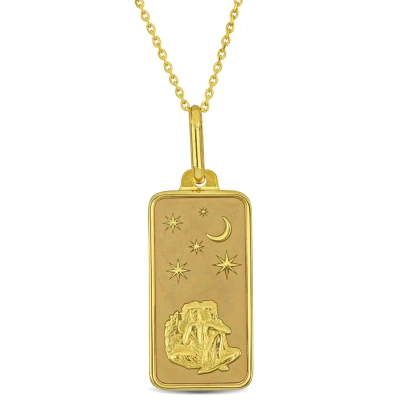 Amour Gemini Horoscope Necklace In 10k Yellow Gold In Gray