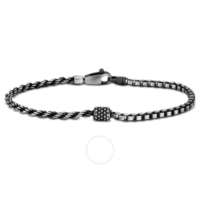 Amour Half Rope & Half Box Bracelet In Oxidized Sterling Silver In Metallic