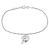 Amour Heart & Key Charm Bracelet With Lobster Clasp In Sterling Silver - 6.5+0.5 In White