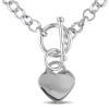 Amour Heart Charm Necklace In Sterling Silver In Silver