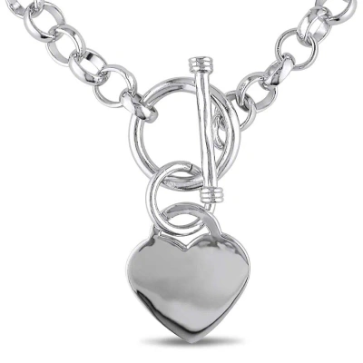 Amour Heart Charm Necklace In Sterling Silver In Gray