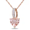 Amour 10k Pink Gold Morganite And Diamond Necklace Jms002683 In Gold / Rose / Rose Gold / White