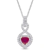 Amour Heart Shape Ruby And 1/3 Ct Tw Diamond Infinity Pendant With Chain In 14k White Gold With Yell In Gold / Gold Tone / Ruby / White / Yellow