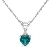 Amour 10k White Gold Emerald And Diamond Necklace Jms002678 In Silver