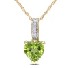 Amour Heart Shaped Peridot Pendant And Chain With Diamonds In 10k Yellow Gold In Yellow