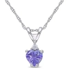 AMOUR AMOUR HEART SHAPED TANZANITE AND DIAMOND PENDANT WITH CHAIN IN 10K WHITE GOLD
