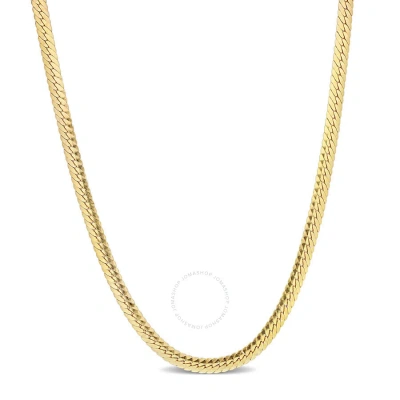 Amour Herringbone Chain Necklace In Yellow Plated Sterling Silver