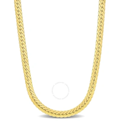 AMOUR AMOUR HERRINGBONE CHAIN NECKLACE IN YELLOW PLATED STERLING SILVER