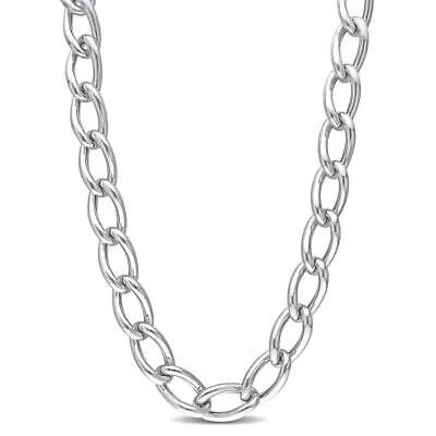Pre-owned Amour Hollow Link Chain Necklace In Sterling Silver, 24 In In White