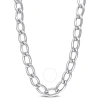 AMOUR AMOUR HOLLOW LINK CHAIN NECKLACE IN STERLING SILVER