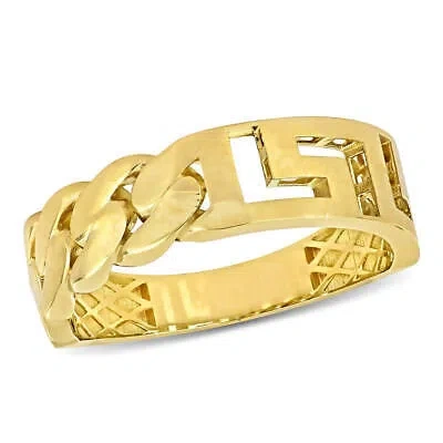 Pre-owned Amour Interlocking And Greek Key Design Ring In 14k Yellow Gold