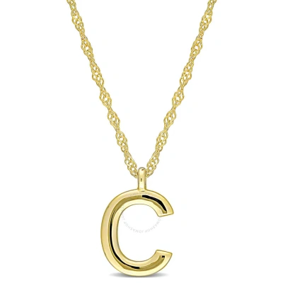 Amour Intial "c" Pendant With Chain In 14k Yellow Gold