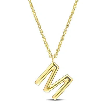 Pre-owned Amour Intial "m" Pendant With Chain In 14k Yellow Gold