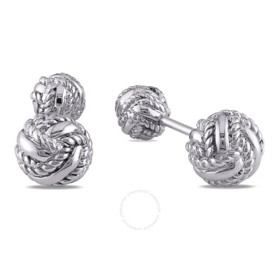 Amour Knot Cufflinks In Sterling Silver In White