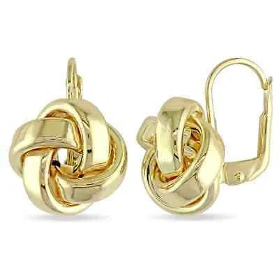 Pre-owned Amour Love Knot Leverback Earrings In 10k Yellow Gold In Check Description