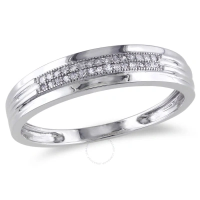 Amour Men's 1/10 Ct Tw Diamond Wedding Band In 10k White Gold