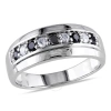 AMOUR AMOUR MEN'S 1/2 CT TW BLACK AND WHITE DIAMOND WEDDING BAND IN 10K WHITE GOLD