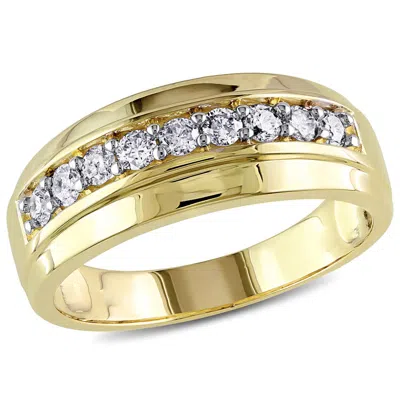 Pre-owned Amour Men's 1/2 Ct Tw Diamond Wedding Band In 10k Yellow Gold Amr-jms00351310