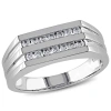 AMOUR AMOUR MEN'S 1/3 CT TW DIAMOND TRIPLE ROW RING IN 10K WHITE GOLD