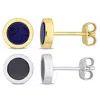 Amour Men's 2-piece Set 1 1/4ct Tgw Hematite And Lapis Round Stud Earrings In Yellow And Sterling Si In Yellow
