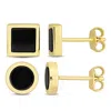 Amour Men's 2-piece Set 1 5/8ct Tgw Black Onyx Square And Round Stud Earrings In Yellow Silver In Yellow