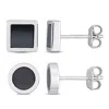 Amour Men's 2-piece Set 1 5/8ct Tgw Hematite Square And Round Stud Earrings In Sterling Silver In White