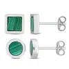 Amour Men's 2-piece Set 1 5/8ct Tgw Malachite Square And Round Stud Earrings In Sterling Silver In White