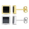 Amour Men's 2-piece Set 2ct Black Onyx And Hematite Square Stud Earrings In Yellow And Sterling Silv In Yellow
