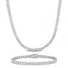 Amour Men's 2-piece Set 63ct Tgw Created White Sapphire Tennis Necklace And Bracelet In Sterling Sil In White