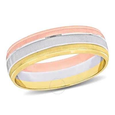 Amour Men's 6mm Brushed Finish Wedding Band In 14k 3-tone Rose In Gold